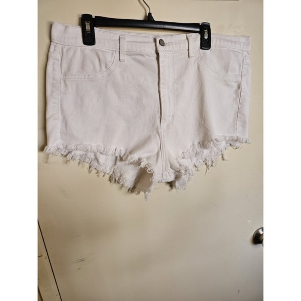 Judy Blue White Cutoff Denim‎ Women's Jeans Denim High Rise Shorts Plus Size 2XL